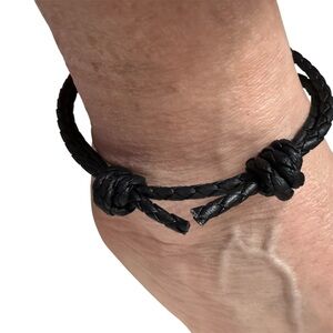 Hand Crafted Black Woven Braided Genuine Leather Braided Adjustable Knot…